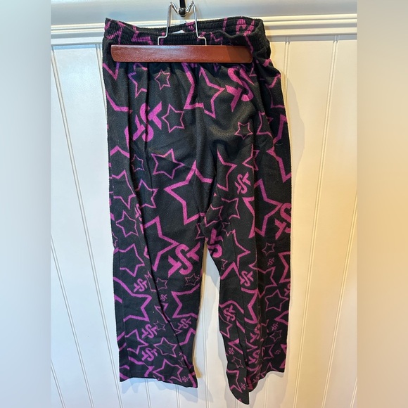 Ladies Women’s Size Small Purple & Black Flannel Stars Pajama Pants - Picture 1 of 3